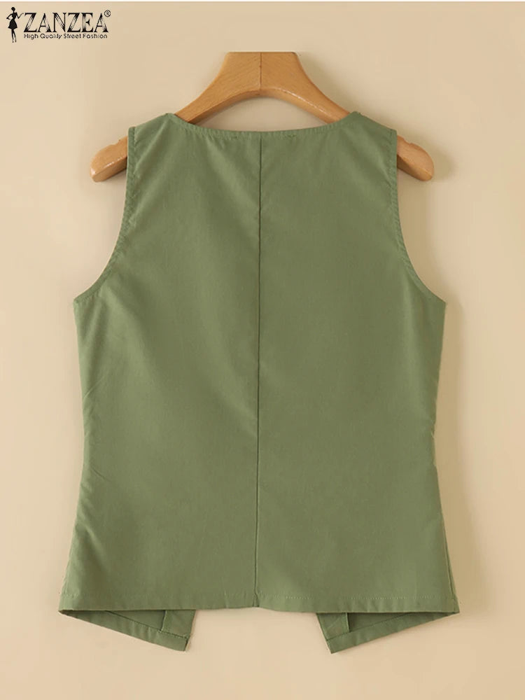 Women Classic Buttoned Waistcoat Top | Cassandra