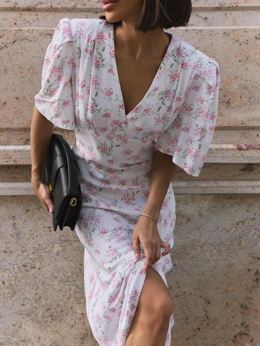 Women Floral Puff Sleeve Maxi Dress | Eloise