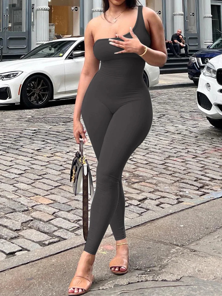 Women One-Shoulder Fitted Jumpsuit | Aurora