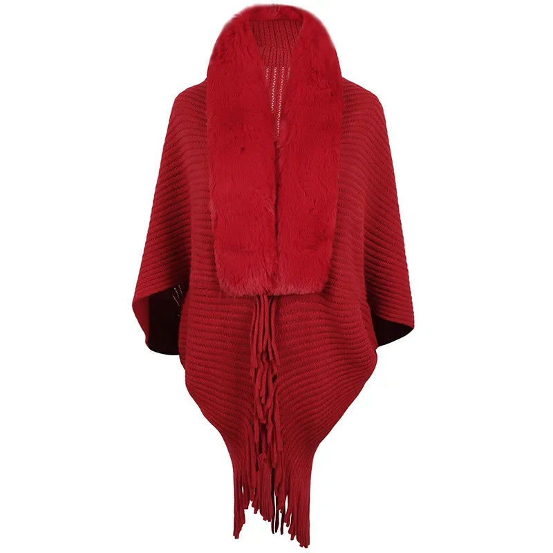 Women Faux Fur Poncho | Angelie