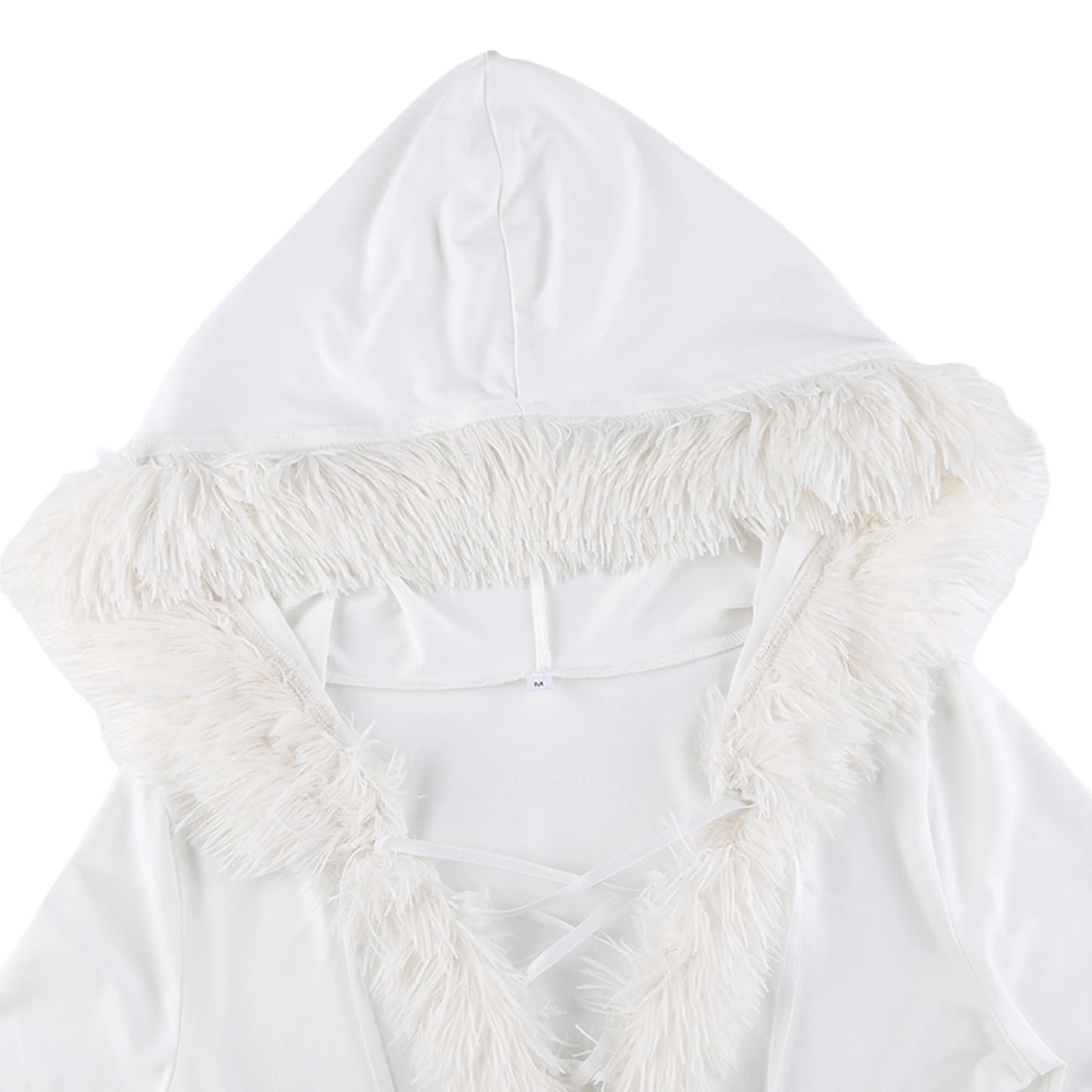 Women Faux Fur Trim Mini Dress with Hood | Orquidea