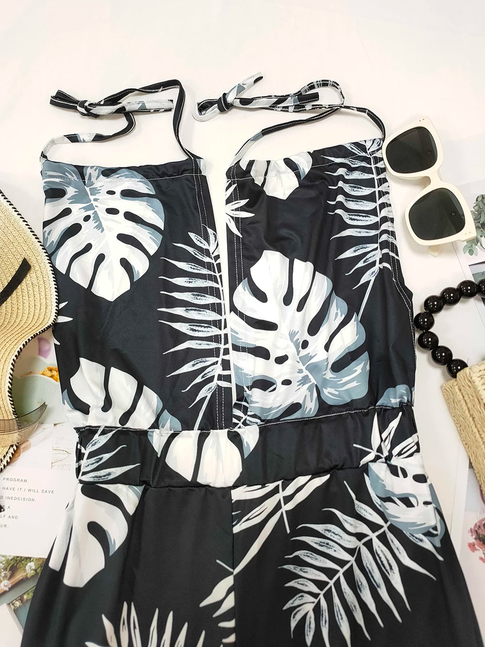 Women Tropical Print Halter Maxi Dress | Diana