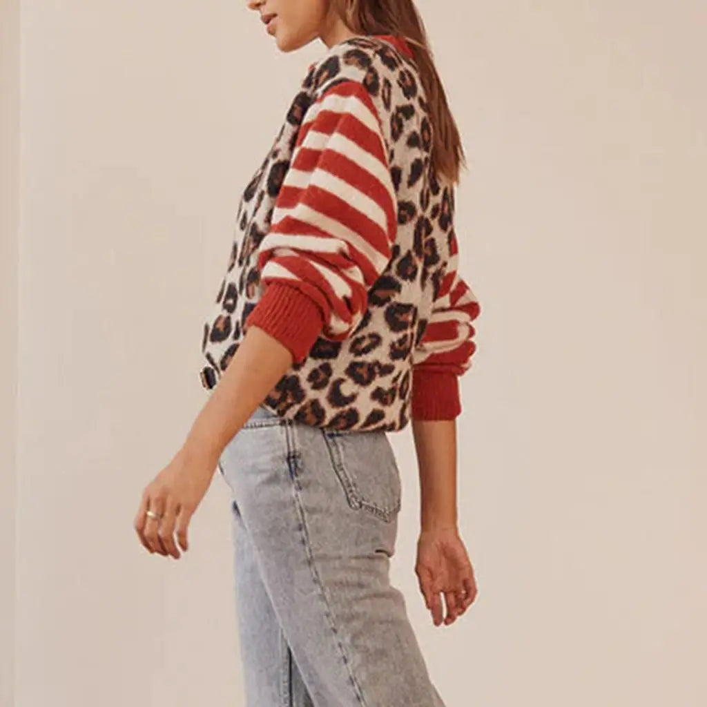 Women Leopard Print Button Cardigan | Philomena