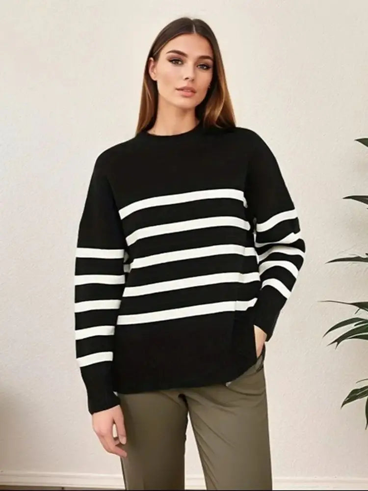 Women Striped Knit Sweater | Rosalina
