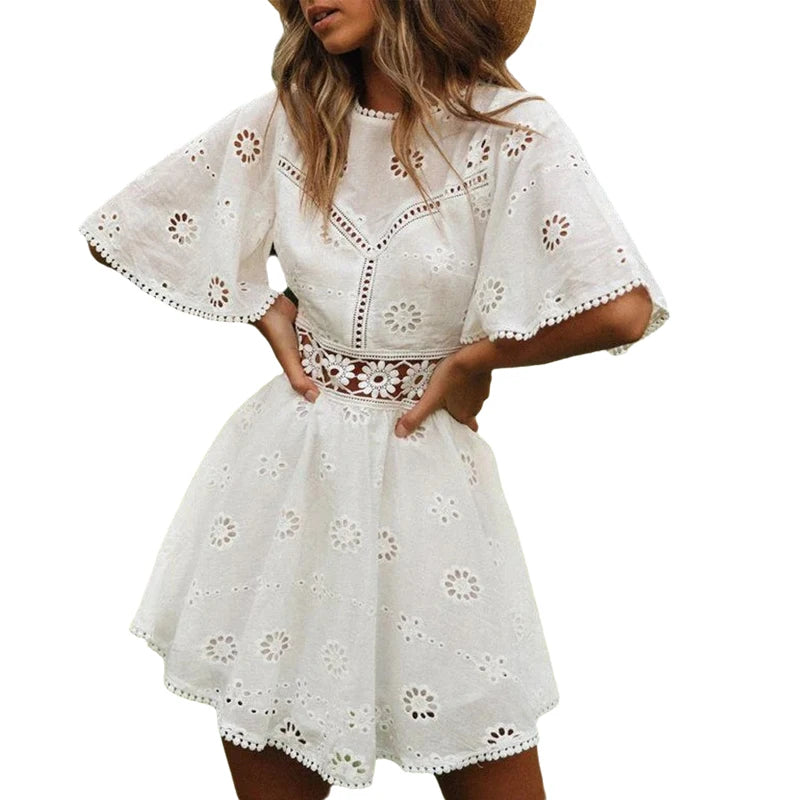 Women Backless Embroidered Summer Dress | Camila