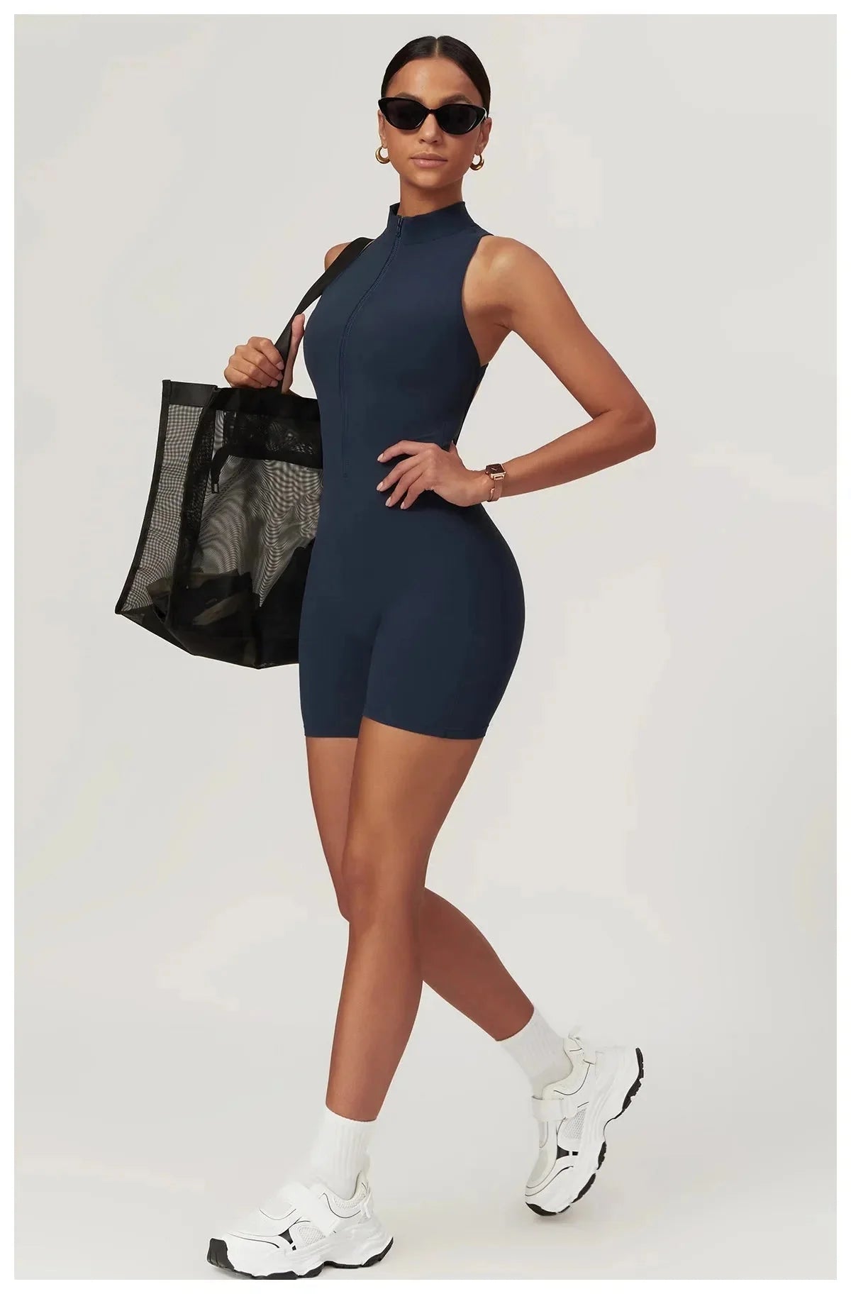 Women Jumpsuit Black Nylon Spandex | Ava-4