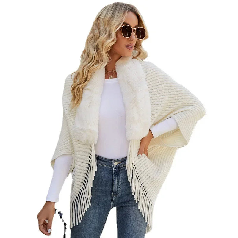 Women Faux Fur Poncho | Angelie