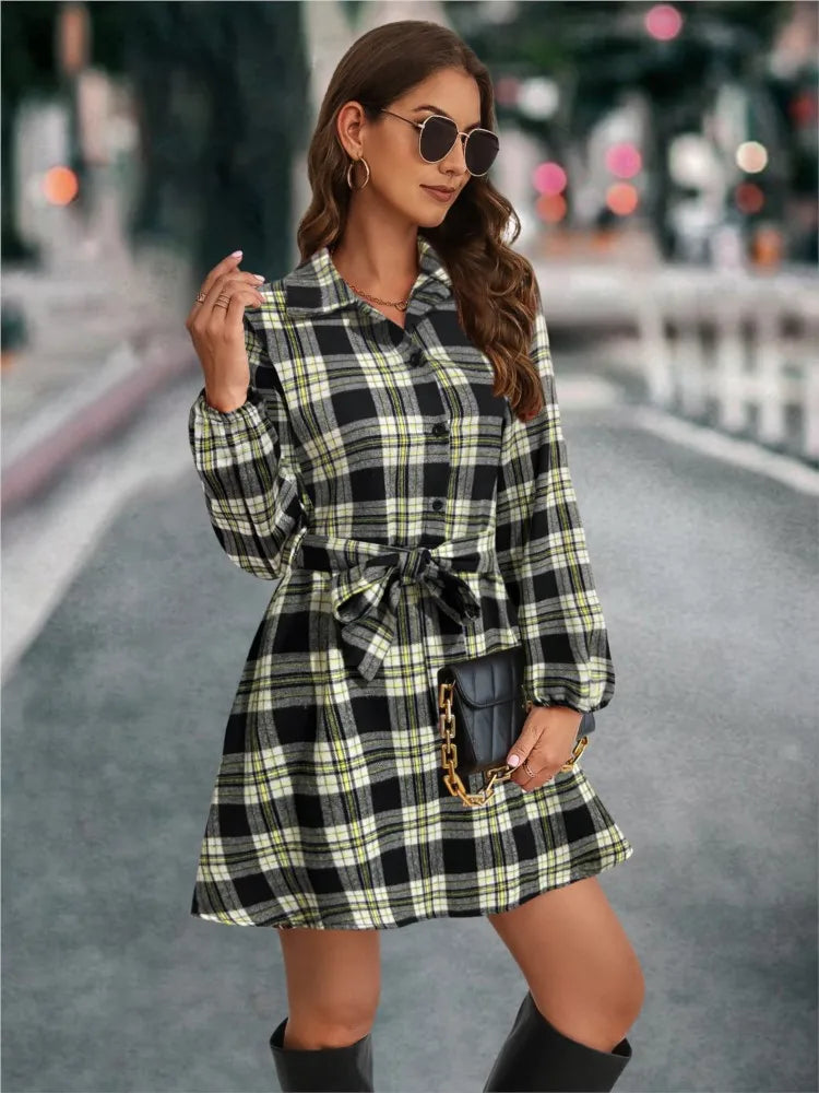 Women Plaid Shirt Dress | Heart