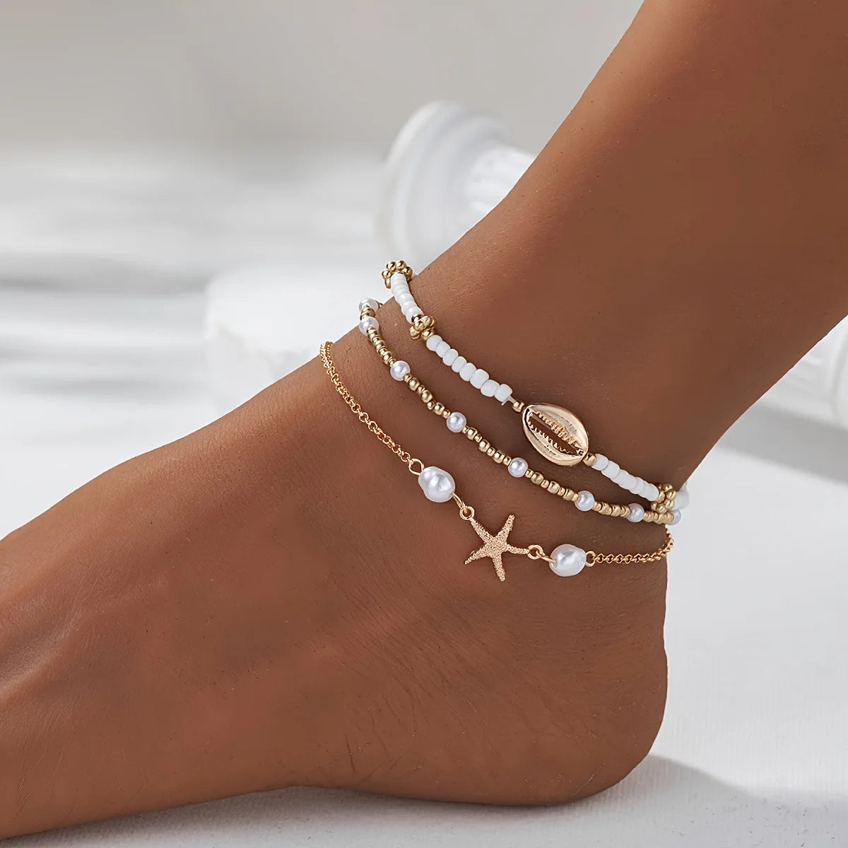 Women Layered Anklet Set | Nerissa