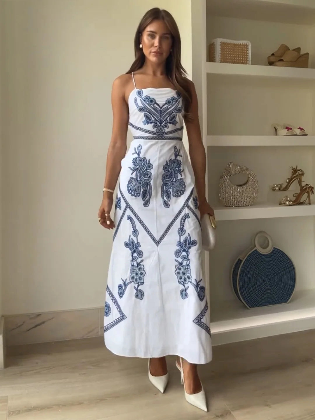 Women Embroidered Midi Dress | Aubrey