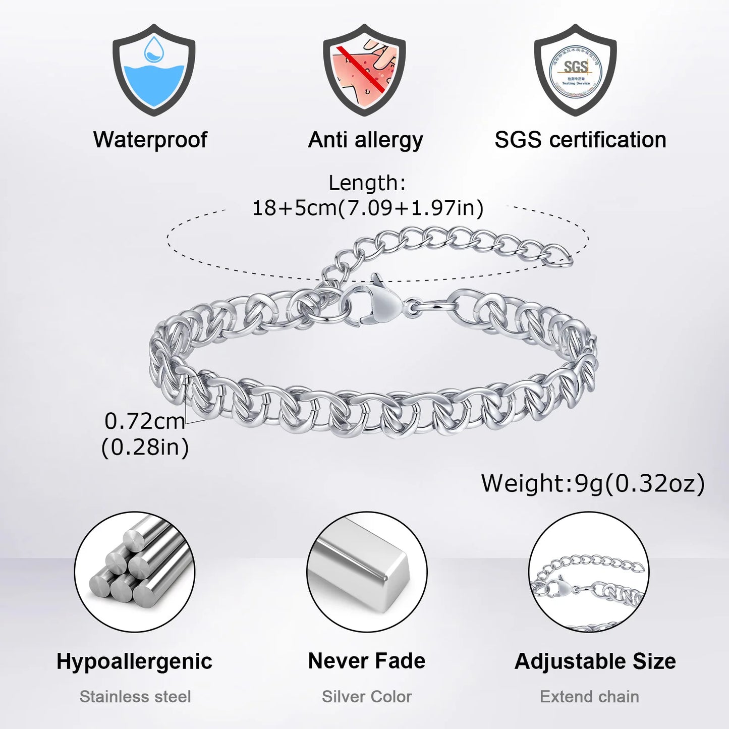 Men's Bracelet Black Stainless Steel Adjustable | Trendsetter-5