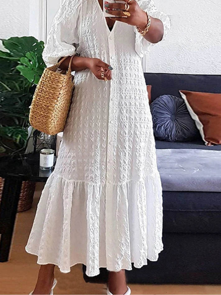 Women Textured V-Neck Maxi Dress | Althea