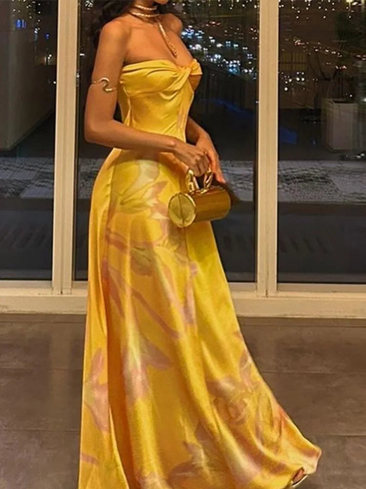 Women Elegant Strapless Satin Gown | Brenda