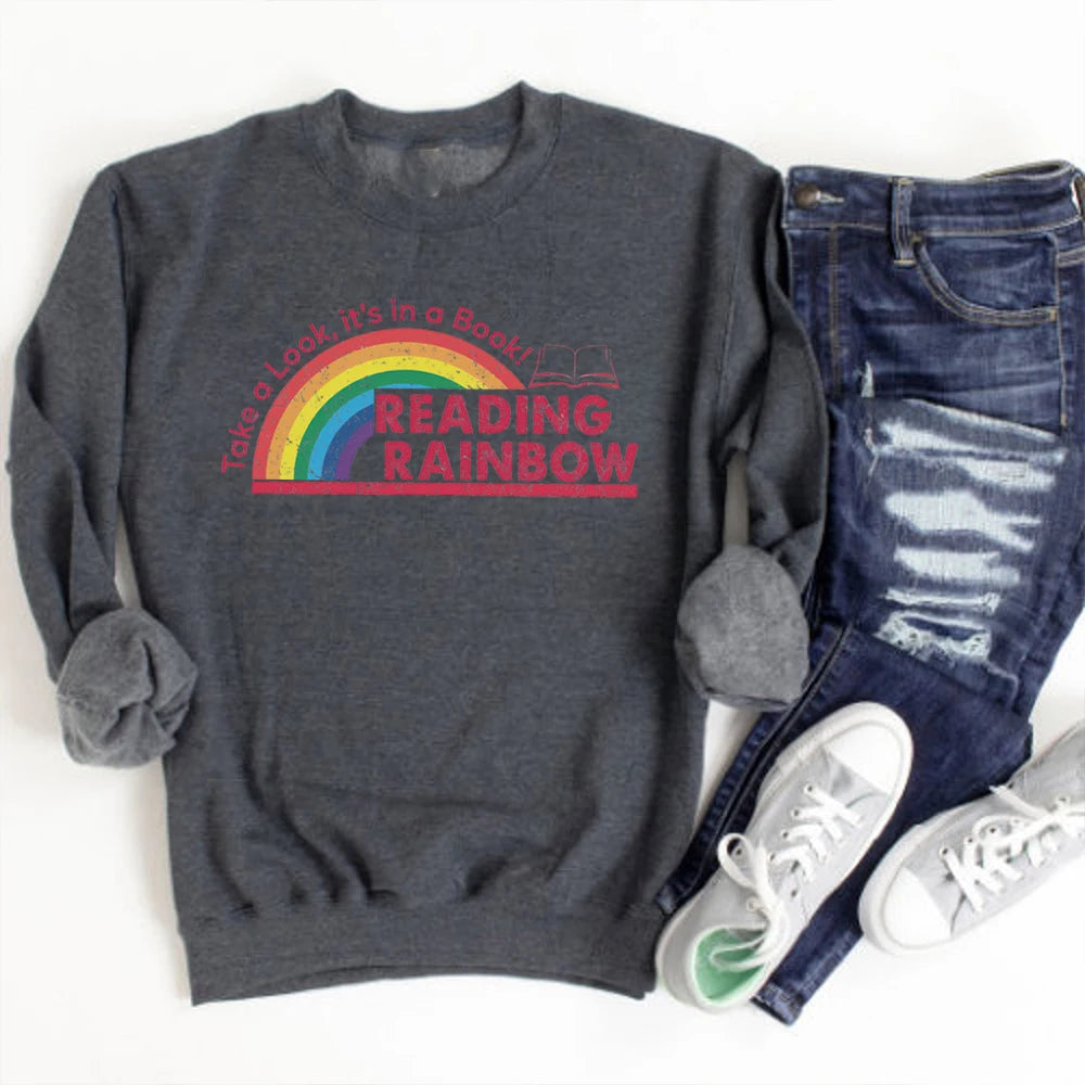 Women Vintage Reading Rainbow Sweatshirt | Ethelinda