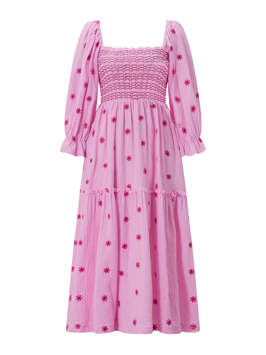 Women Off-Shoulder Smocked Maxi Dress | Kaira
