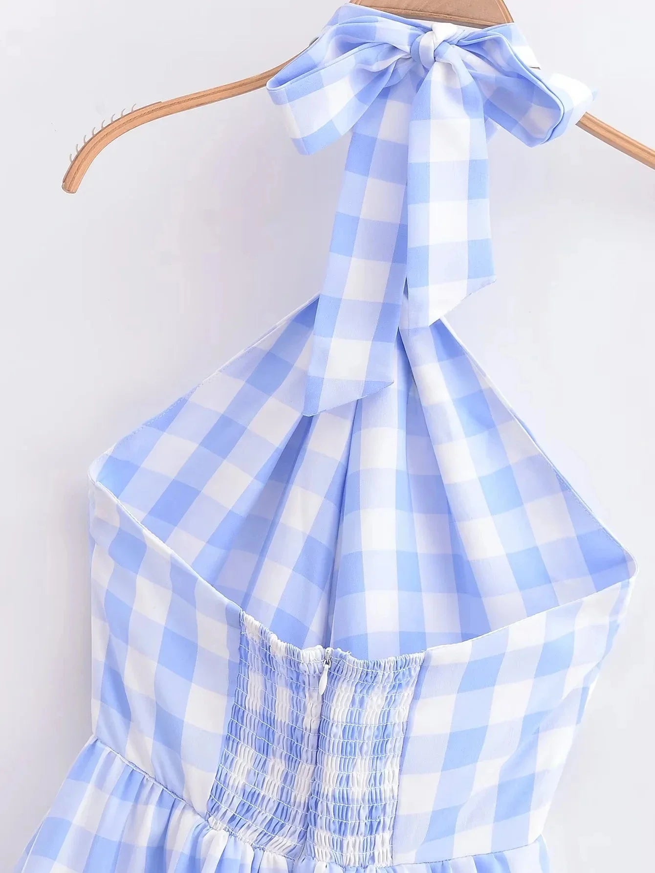 Women Tiered Gingham Halter Maxi Dress | Cordelia
