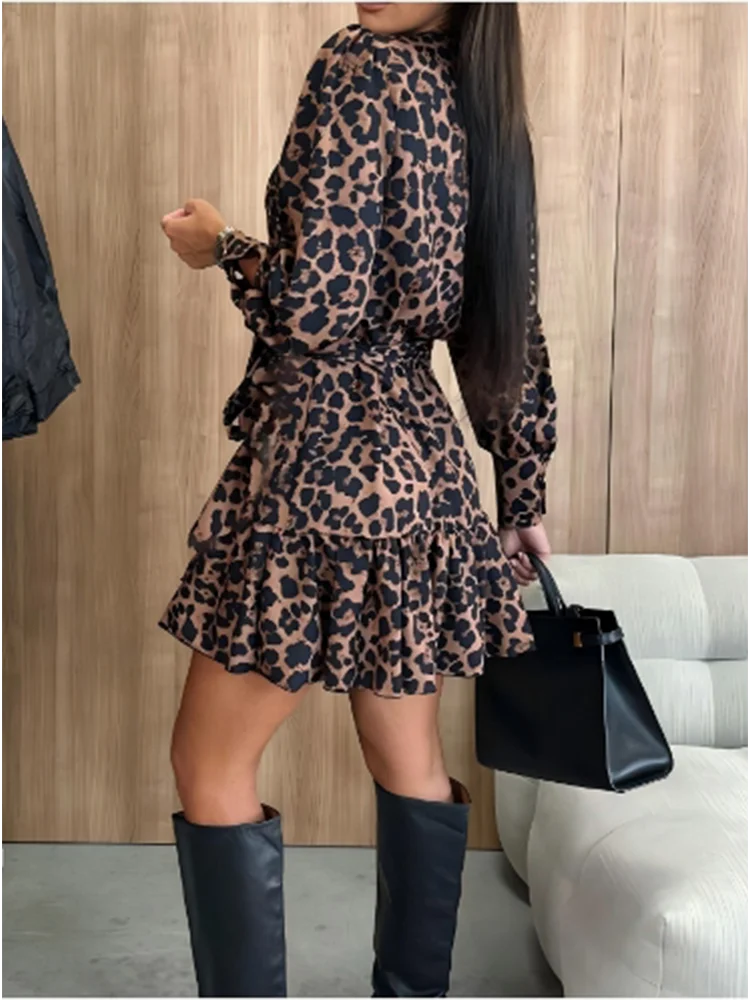 Women Leopard Wrap Mini Dress | Querida
