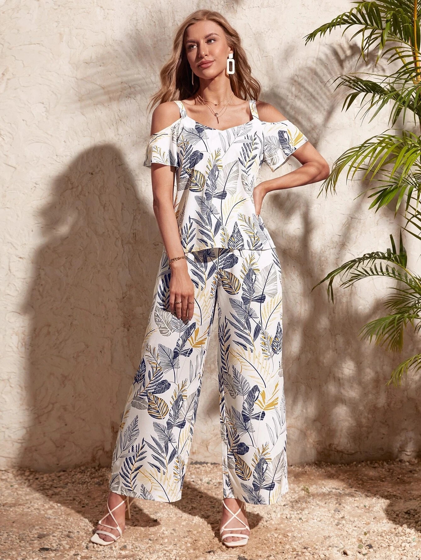 Women Tropical Print Two-Piece Set | Sabrina