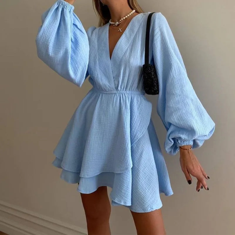 Women Flowy Balloon Sleeve Mini Dress | Milagros