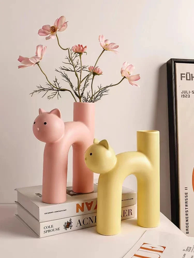 Cat Vase White Ceramic | Elegant Touch 4