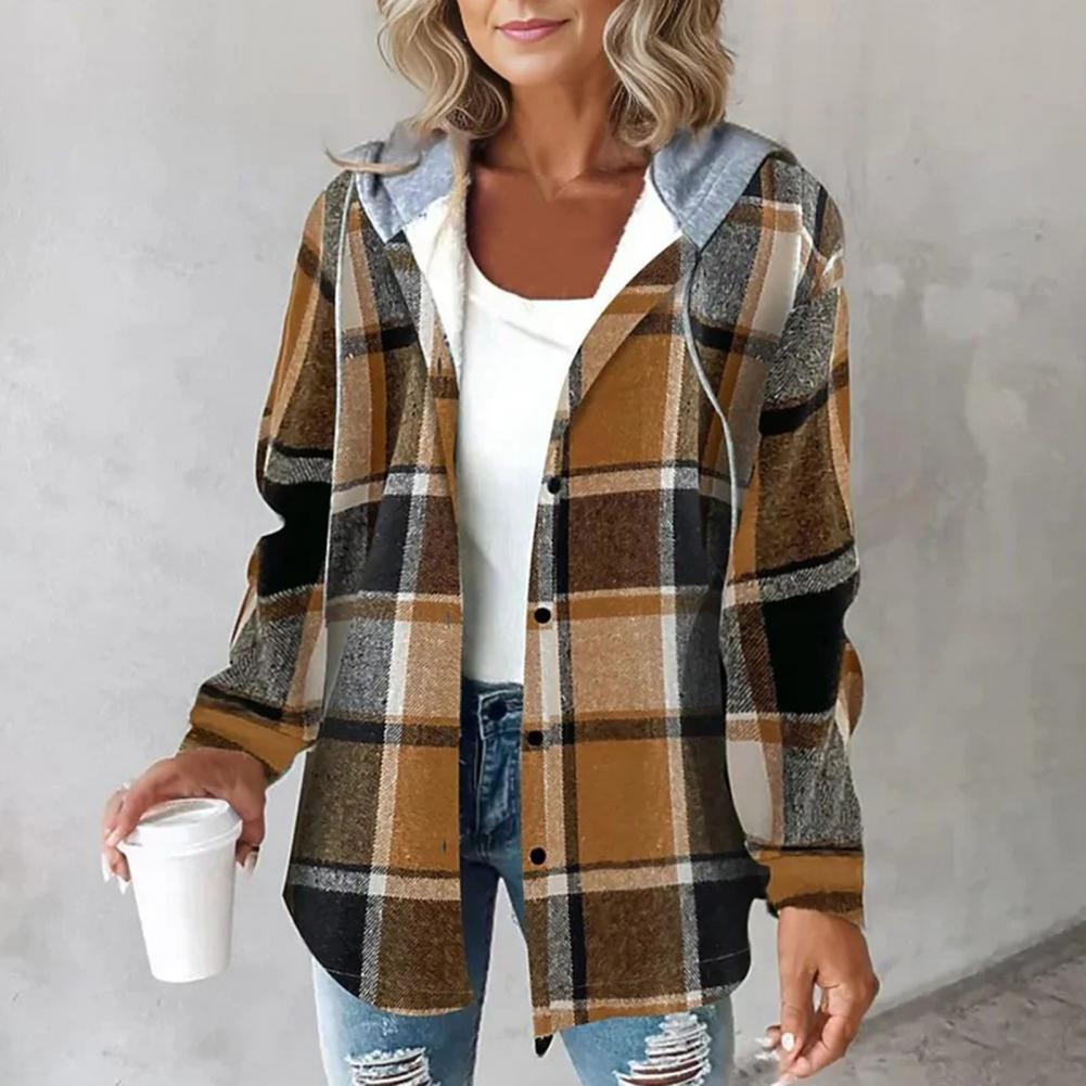 Women Plaid Hooded Shacket | Aurora