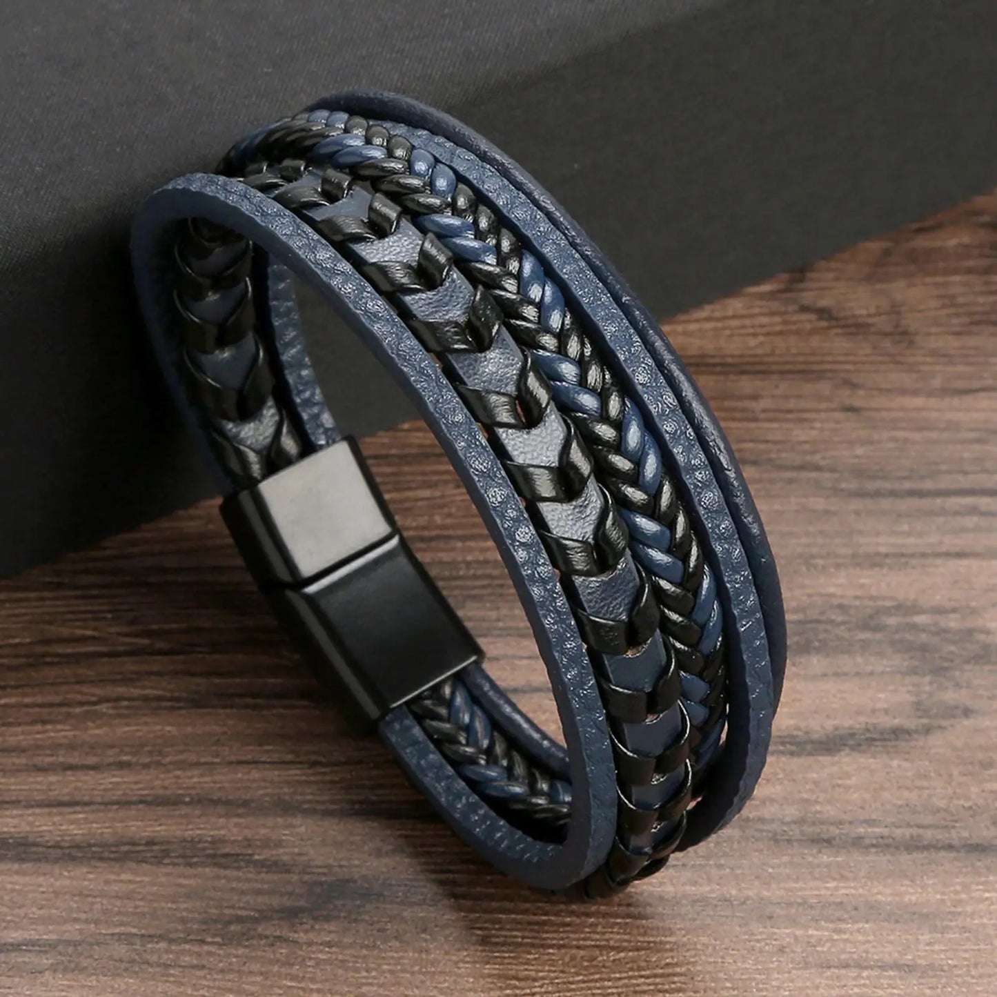 Variant image for Men's Leather Bracelet Black Multilayer | Urban Style-37