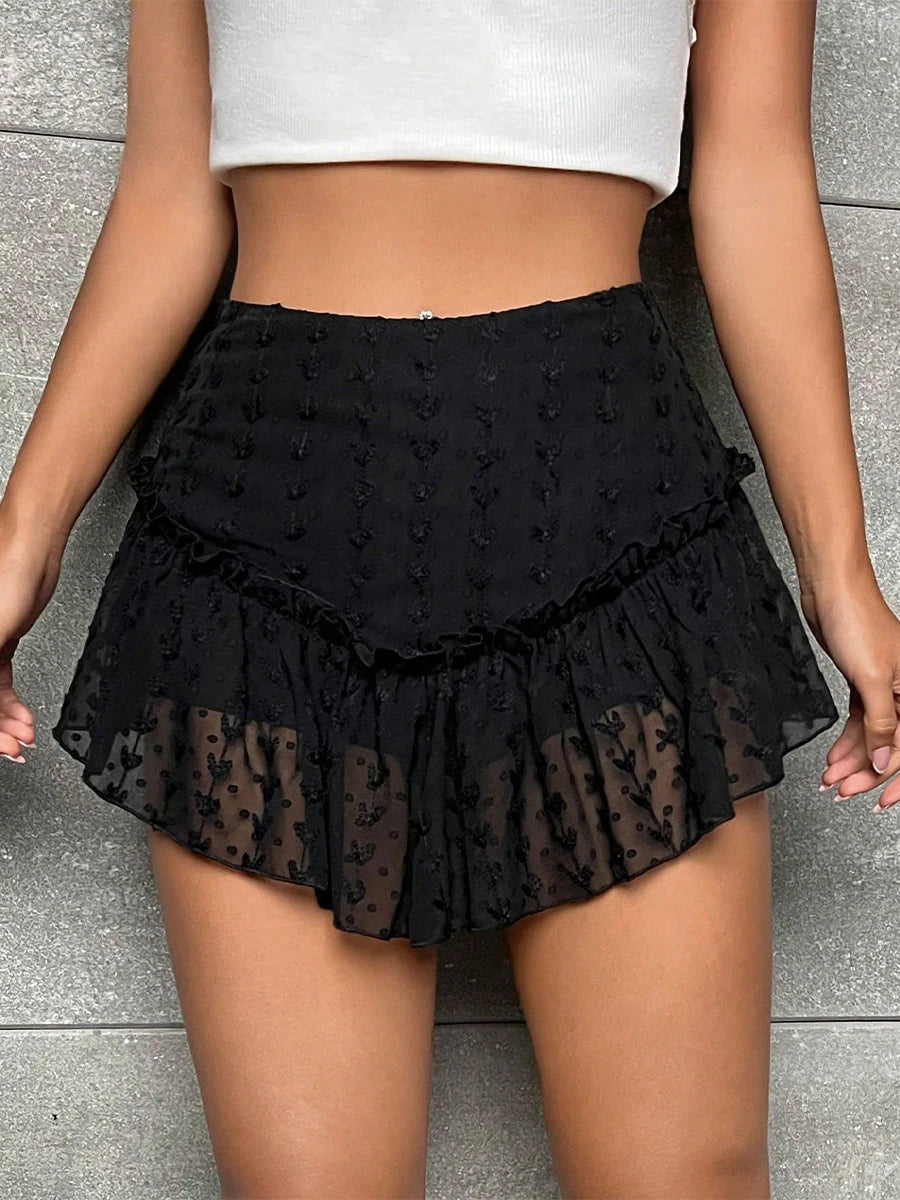 Embroidered Ruffle Mini Skirt | Madison
