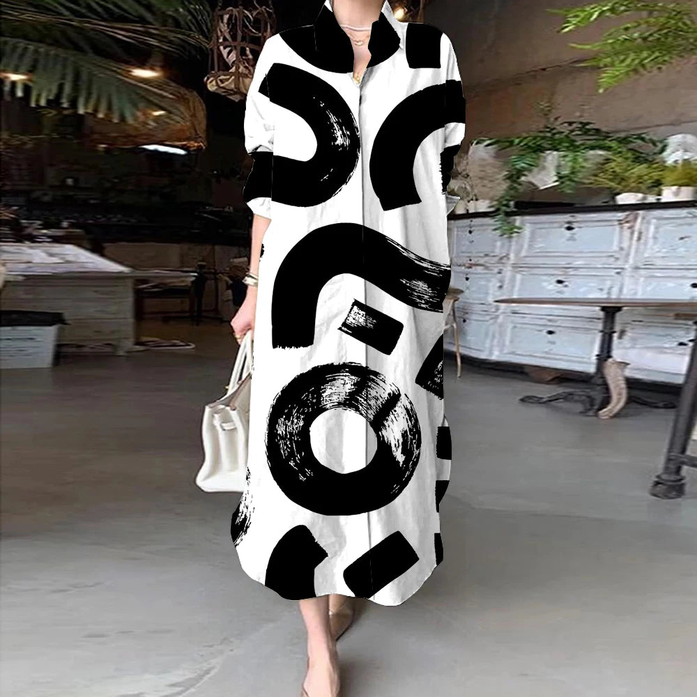 Women Abstract Print Shirt Dress | Aaliyah