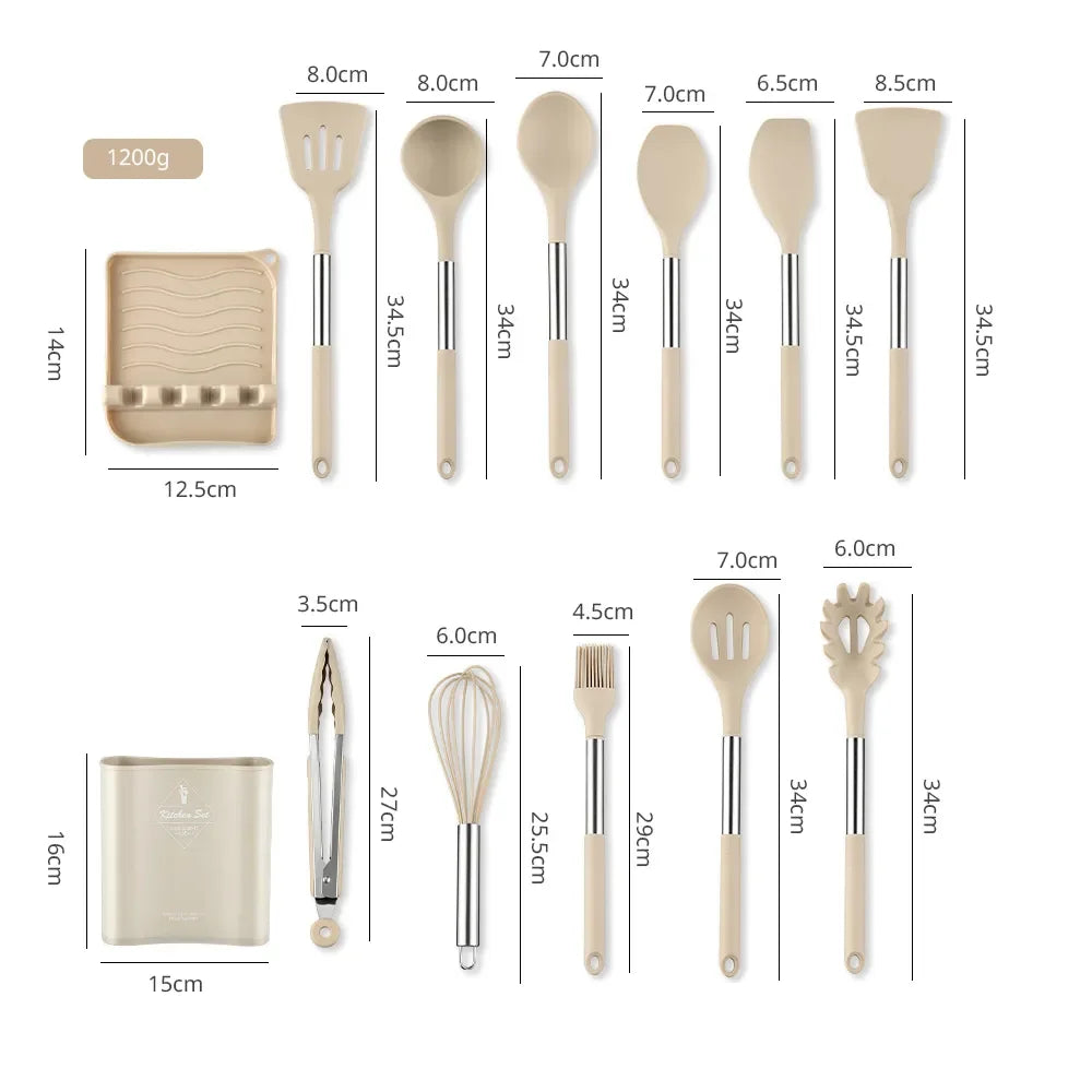 Kitchen Utensil Set 13 Pieces Silicone Stainless Steel | Mary Home 4