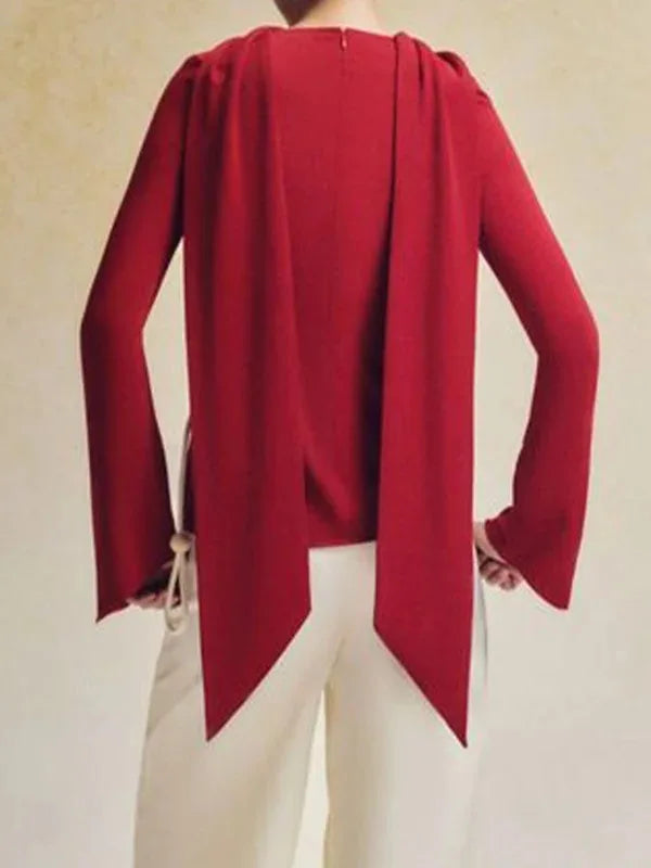 Women Sculpted Asymmetrical Sleeve Top | Rozella