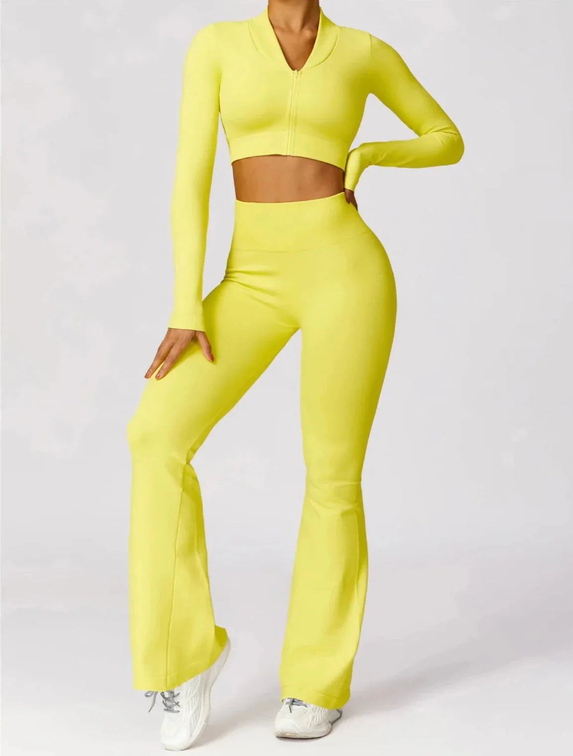 Women Flare Set Black Nylon Spandex | Serenity-4