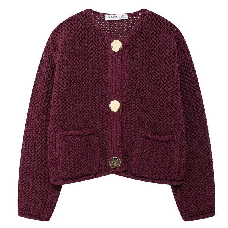 Woman Chunky Knit Button Cardigan | Hagar