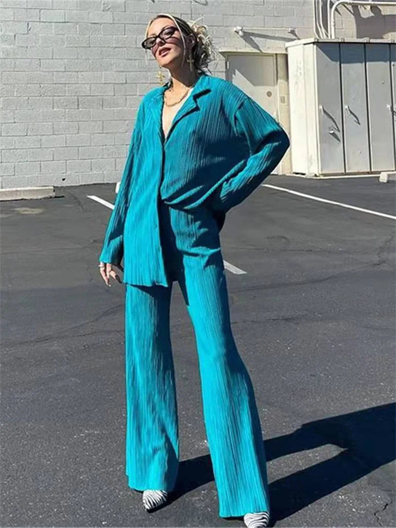 Women Pleated Two-Piece Pants Set | Lara