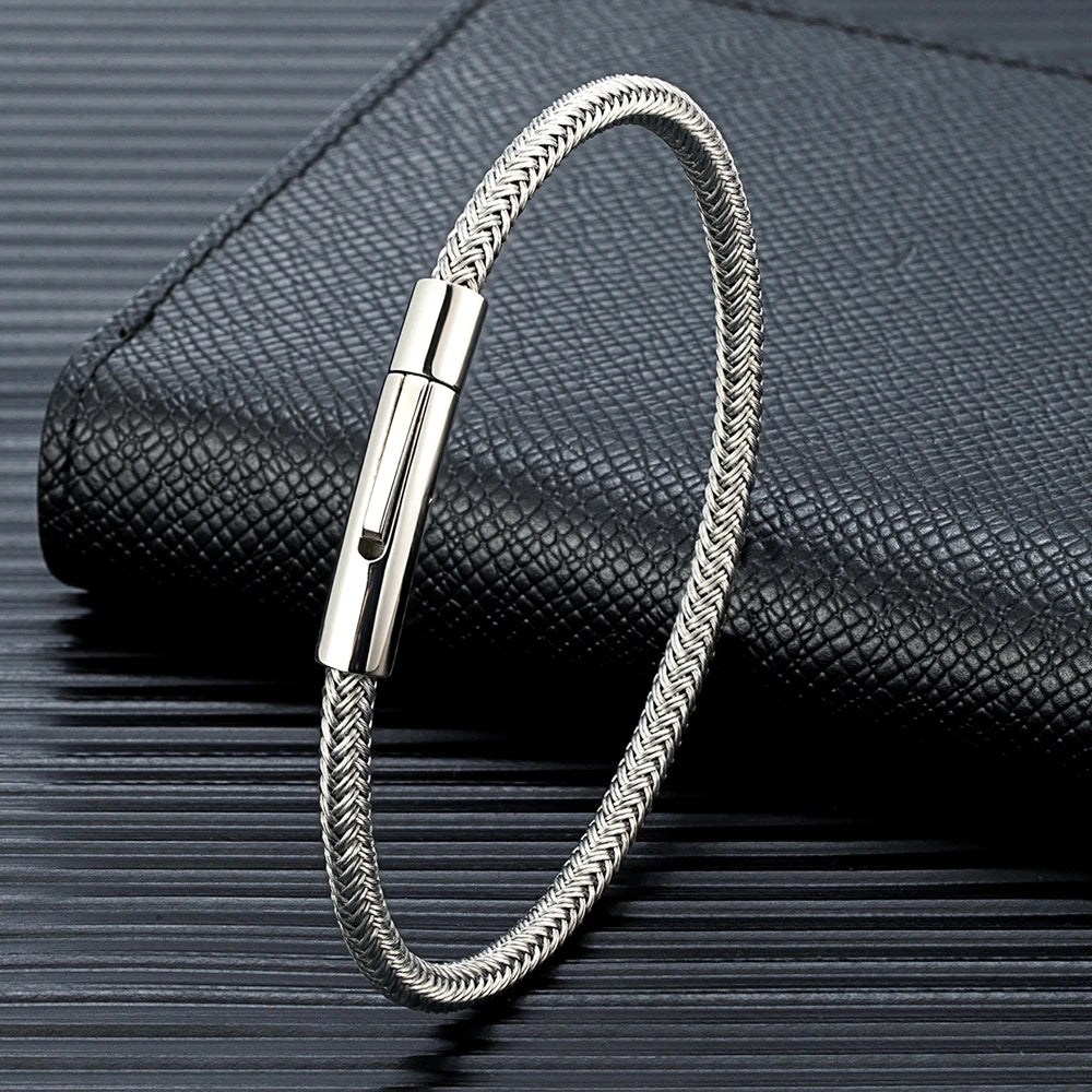Men's Cuff Bracelet Steel Wire Rope | Classic Charm-4