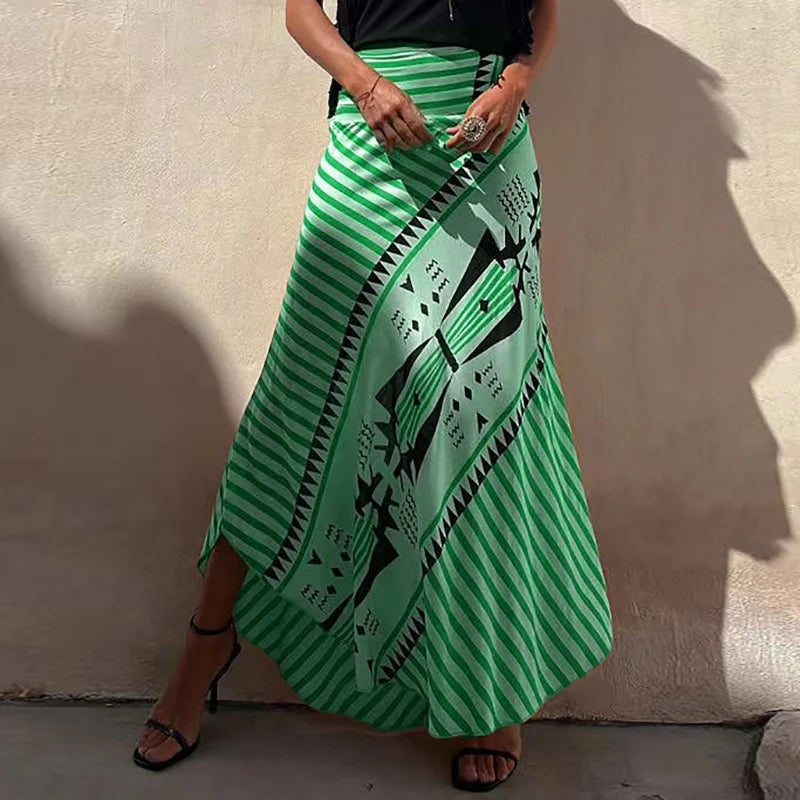 Boho Striped Maxi Skirt for Women | Zoe