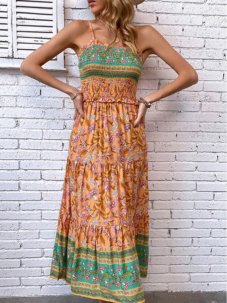 Women Boho Floral Maxi Dress | Delilah