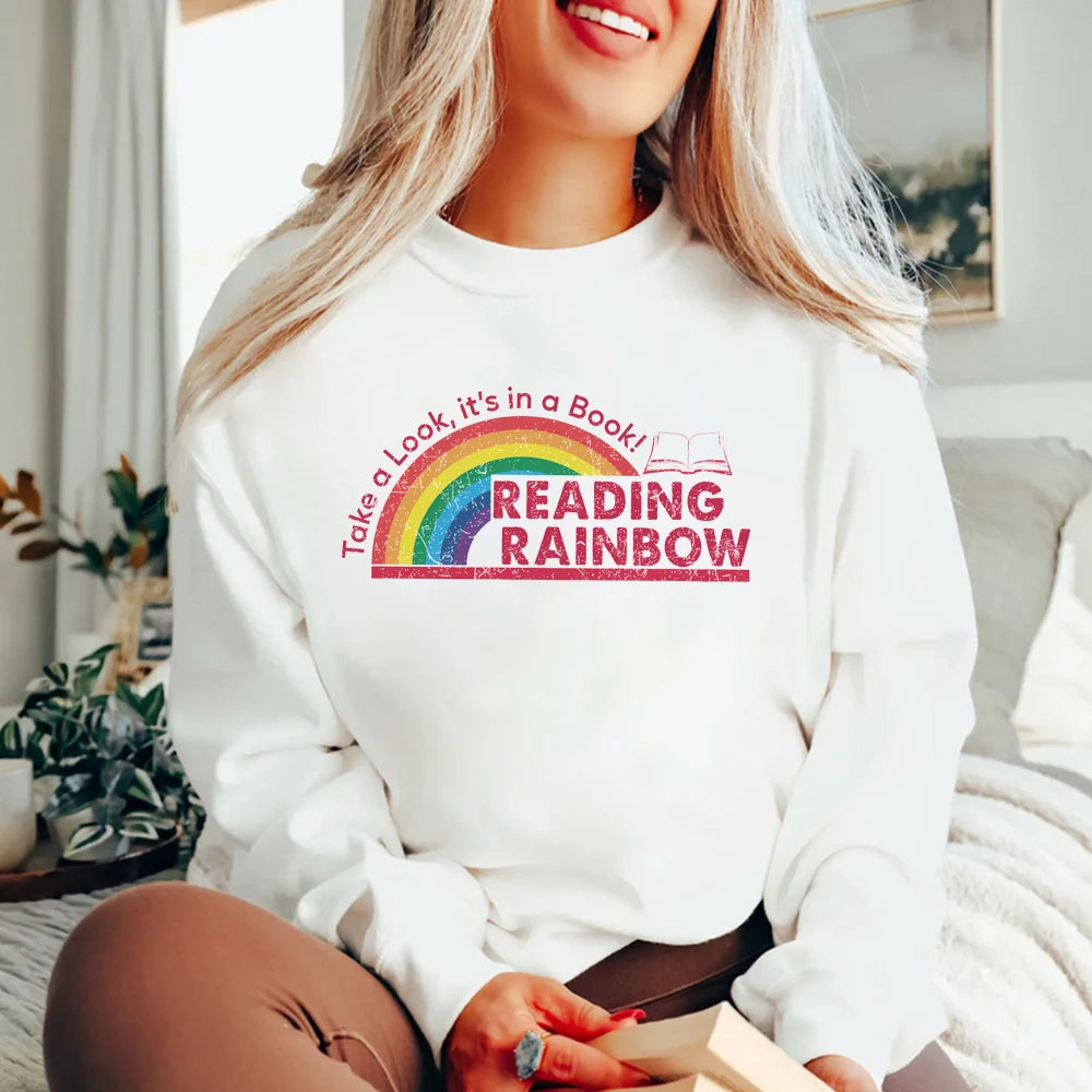 Women Vintage Reading Rainbow Sweatshirt | Ethelinda
