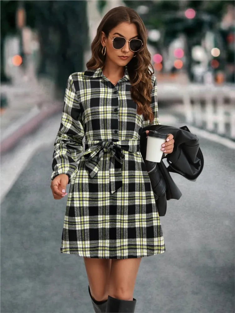 Women Plaid Shirt Dress | Heart