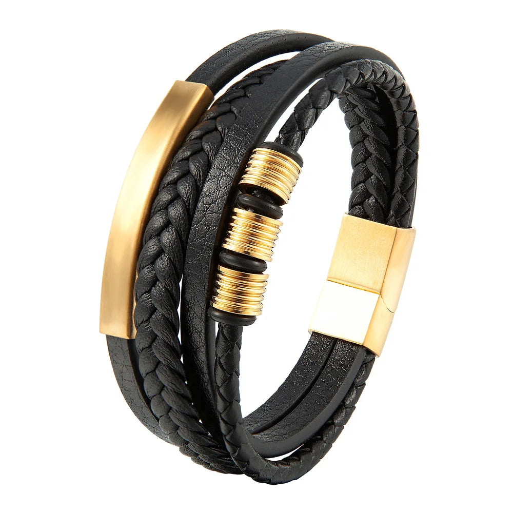 Variant image for Men's Leather Bracelet Black Genuine Leather | Classic Charm-19