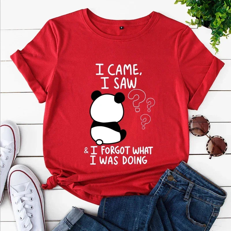 Variant image for Women Graphic Tee White Cotton | Panda Love-1