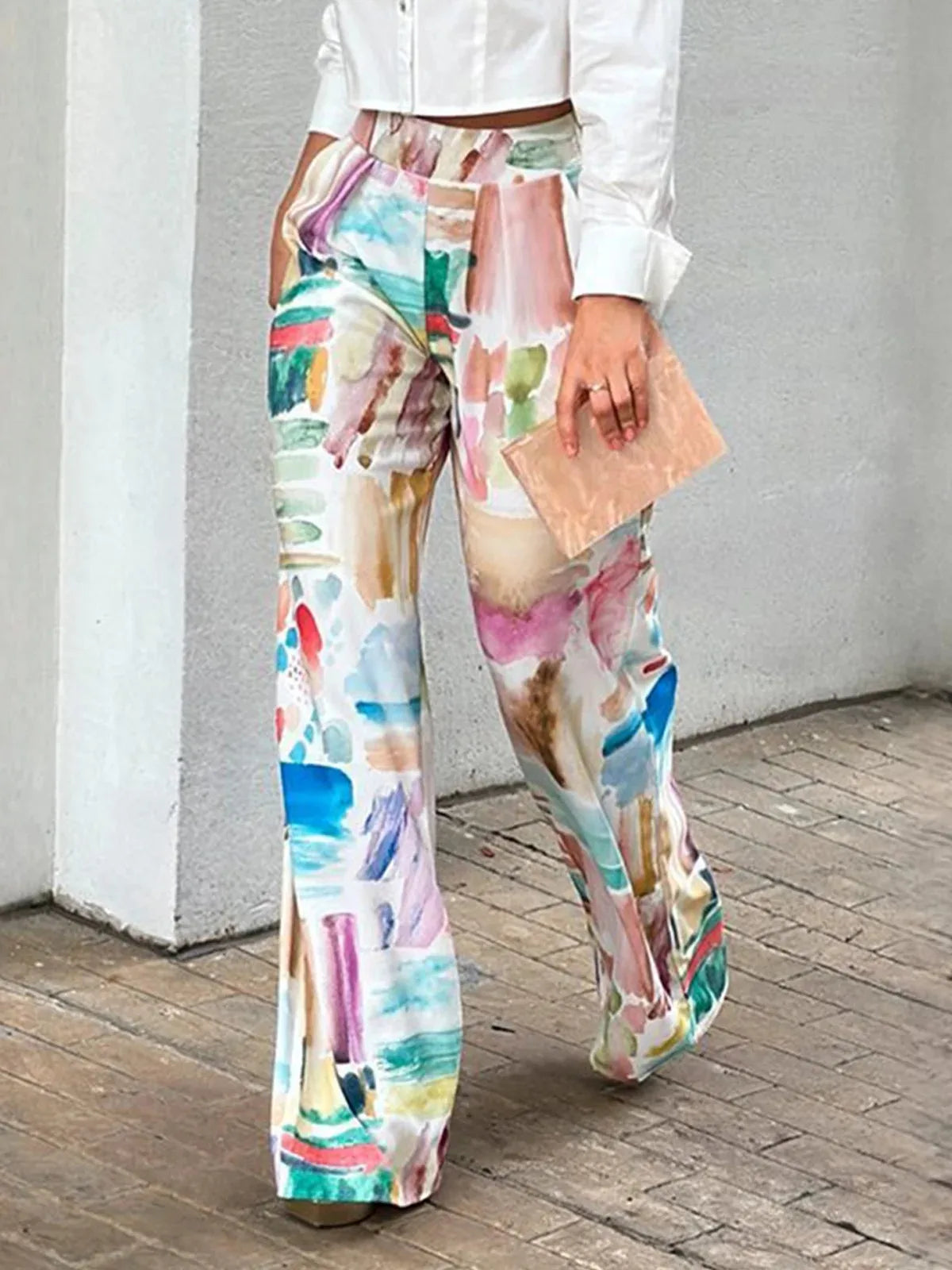 Women Watercolor Wide-Leg Pants | Kathryn