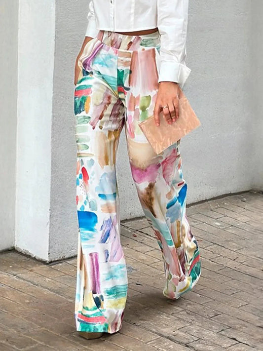 Women Watercolor Wide-Leg Pants | Kathryn