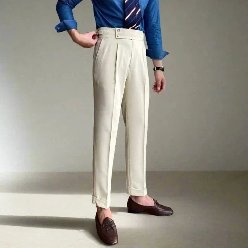 Men's Suit Pants Black Polyester | Italian Elegance-5
