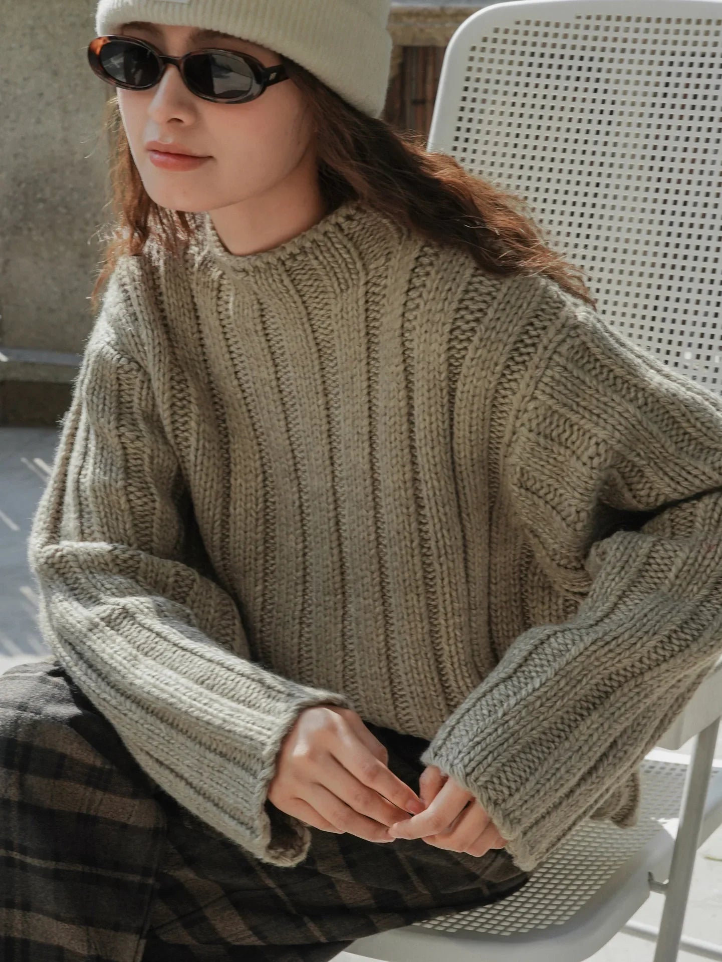Women Chunky Wool Blend Knit Sweater | Drucilla
