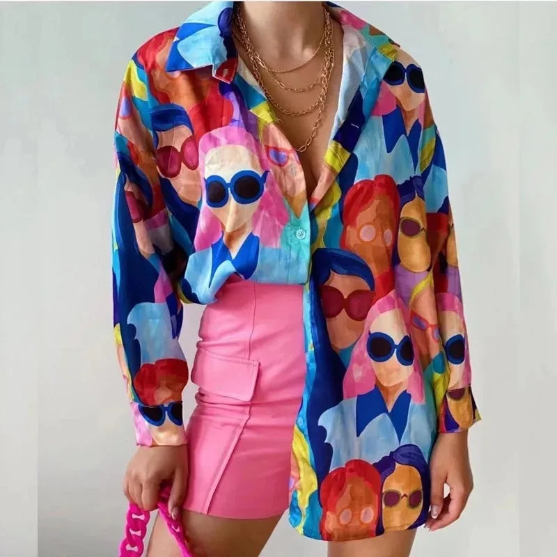 Women Vibrant Long Sleeve Printed Blouse | Delfina