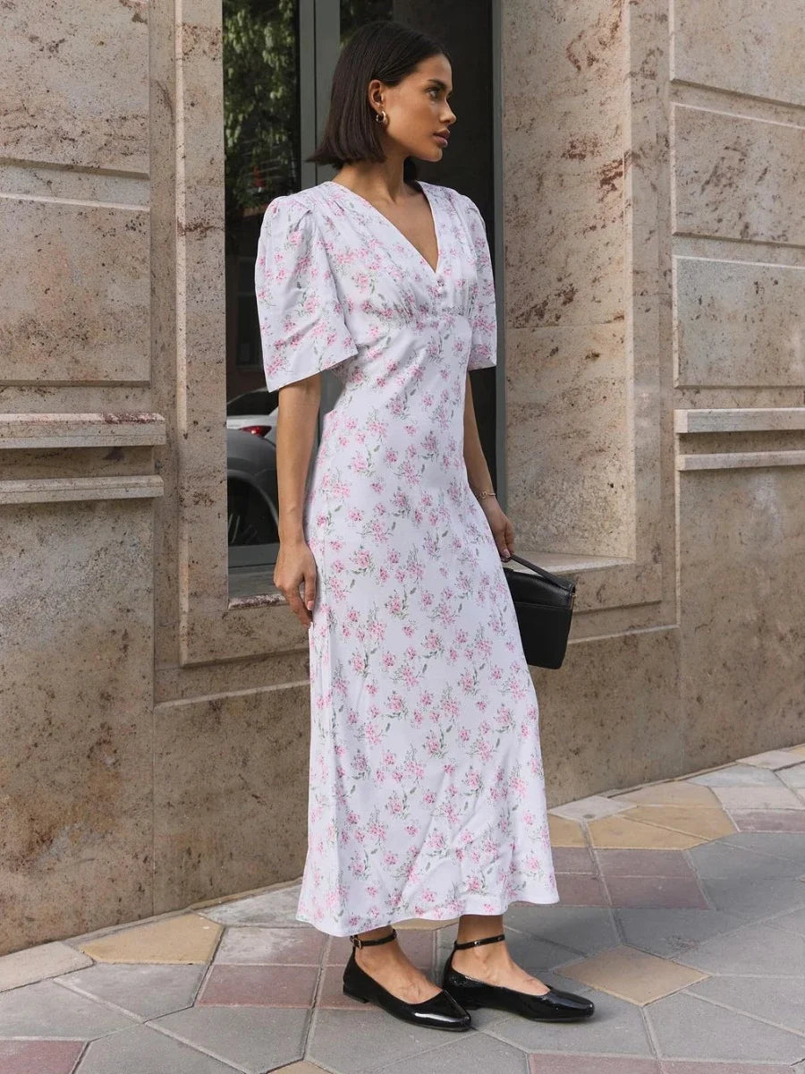 Women Floral Puff Sleeve Maxi Dress | Eloise
