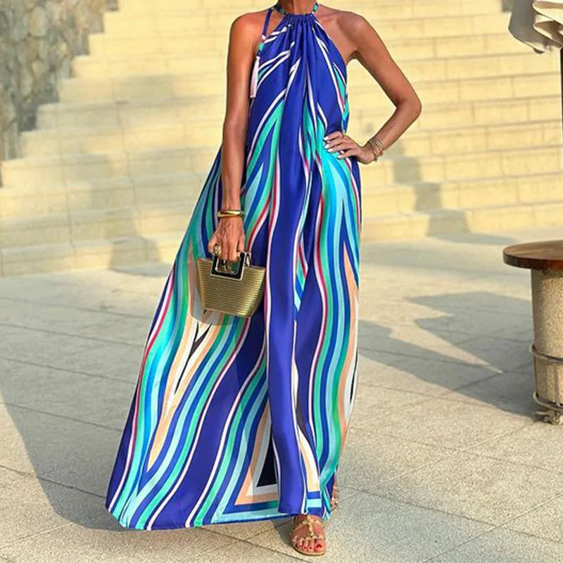 Women Vibrant Halter Maxi Dress | Jesamine