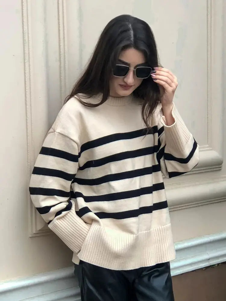 Women Striped Knit Sweater | Rosalina