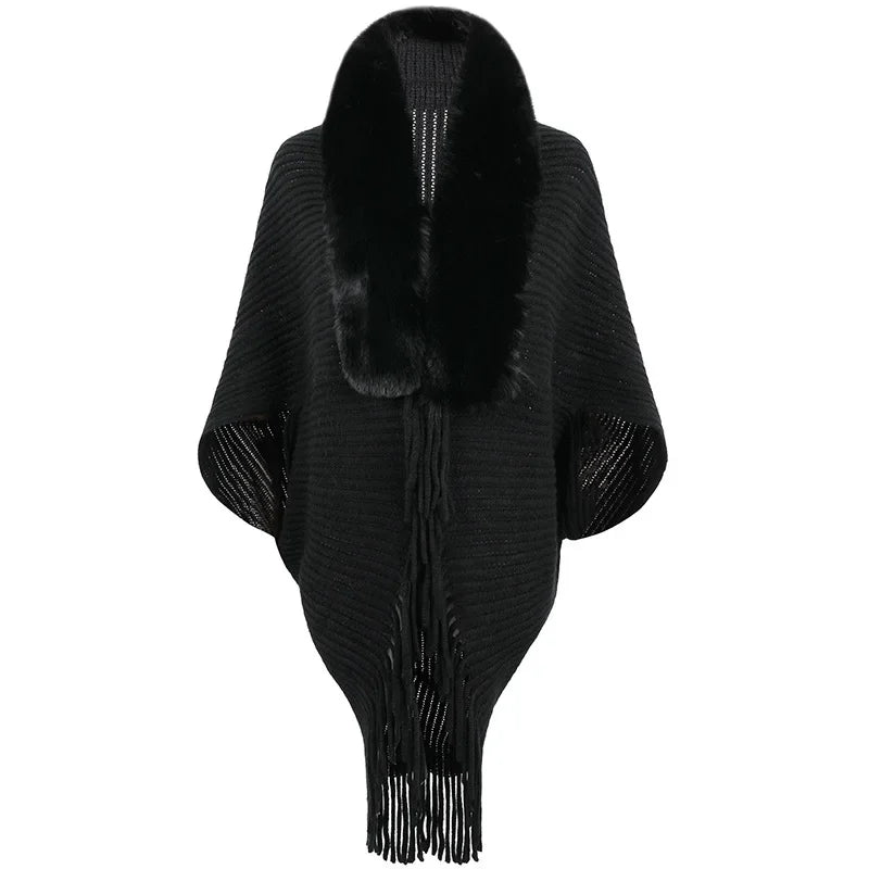 Women Faux Fur Poncho | Angelie