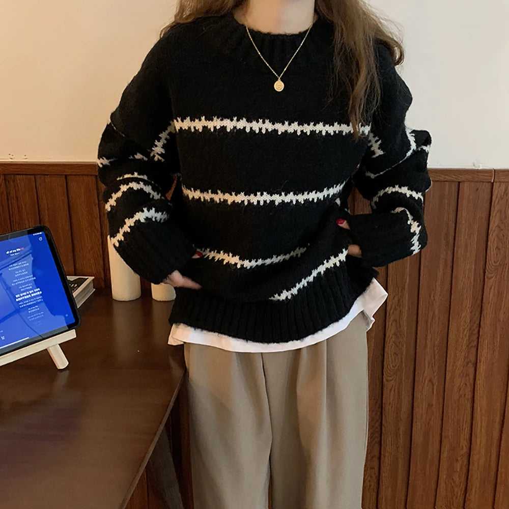 Women Striped Oversized Sweater | Henriette